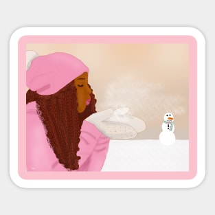 Sweet Joy in the Snow - African American Girl Sticker